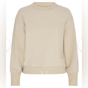 VARLEY EDITH RIB PIQUE Sweatshirt in Oatmeal womens size medium